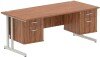 Dynamic Impulse Office Desk with 2 Drawer Fixed Pedestals - 1800 x 800mm - Walnut