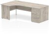 Dynamic Impulse Corner Desk with Panel End Leg and 800mm Fixed Pedestal - 1600 x 1200mm - Grey oak