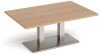 Dams Eros Rectangular Coffee Table with Flat Brushed Steel Rectangular Base & Twin Uprights 1200 x 800mm - Beech