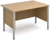Dams Maestro Straight Desk with Side Modesty Panels Silver Frame 1200 x 800mm - Oak