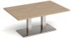 Dams Eros Rectangular Coffee Table with Flat Brushed Steel Rectangular Base & Twin Uprights 1200 x 800mm - Kendal Oak