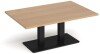 Dams Eros Rectangular Coffee Table with Flat Black Rectangular Base & Twin Uprights 1200 x 800mm - Beech