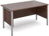 Dams Maestro Straight Desk with Side Modesty Panels Silver Frame 1400 x 800mm - Walnut