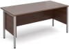 Dams Maestro Straight Desk with Side Modesty Panels Silver Frame 1600 x 800mm - Walnut