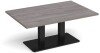 Dams Eros Rectangular Coffee Table with Flat Black Rectangular Base & Twin Uprights 1200 x 800mm - Grey Oak