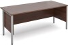 Dams Maestro Straight Desk with Side Modesty Panels Silver Frame 1800 x 800mm - Walnut