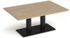 Dams Eros Rectangular Coffee Table with Flat Black Rectangular Base & Twin Uprights 1200 x 800mm - Kendal Oak