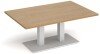 Dams Eros Rectangular Coffee Table with Flat White Rectangular Base & Twin Uprights 1200 x 800mm - Oak