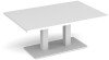Dams Eros Rectangular Coffee Table with Flat White Rectangular Base & Twin Uprights 1200 x 800mm - White