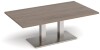 Dams Eros Rectangular Coffee Table With Flat Brushed Steel Rectangular Base And Twin Uprights 1400 x 800mm - Barcelona Walnut