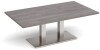 Dams Eros Rectangular Coffee Table With Flat Brushed Steel Rectangular Base And Twin Uprights 1400 x 800mm - Grey Oak