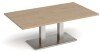 Dams Eros Rectangular Coffee Table With Flat Brushed Steel Rectangular Base And Twin Uprights 1400 x 800mm - Kendal Oak
