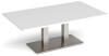 Dams Eros Rectangular Coffee Table With Flat Brushed Steel Rectangular Base And Twin Uprights 1400 x 800mm - White