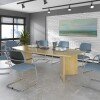 Dams Radial End Boardroom Table & Power Module - 2400 x 1000mm - White
