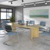 Dams Arrow Head Leg Rectangular Boardroom Table 1800 x 1000mm In White with Central Cutout & Aero Power Module