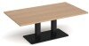 Dams Eros Rectangular Coffee Table with Flat Black Rectangular Base & Twin Uprights 1400 x 800mm - Beech