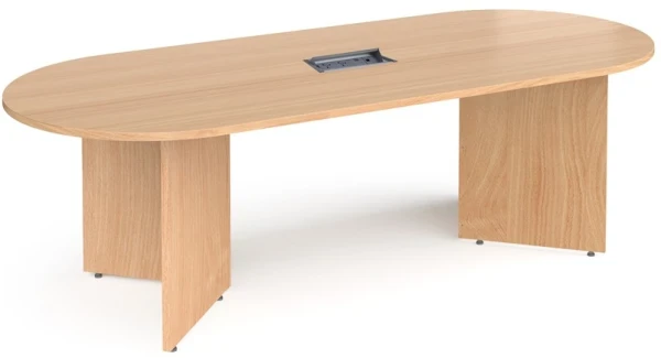 Dams Radial End Boardroom Table & Power Module - 2400 x 1000mm - Beech