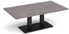 Dams Eros Rectangular Coffee Table with Flat Black Rectangular Base & Twin Uprights 1400 x 800mm - Grey Oak