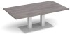 Dams Eros Rectangular Coffee Table with Flat White Rectangular Base & Twin Uprights 1400 x 800mm - Grey Oak