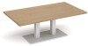 Dams Eros Rectangular Coffee Table with Flat White Rectangular Base & Twin Uprights 1400 x 800mm - Oak