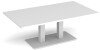 Dams Eros Rectangular Coffee Table with Flat White Rectangular Base & Twin Uprights 1400 x 800mm - White
