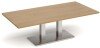 Dams Eros Rectangular Coffee Table with Flat Brushed Steel Rectangular Base & Twin Uprights 1600 x 800mm - Kendal Oak
