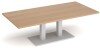 Dams Eros Rectangular Coffee Table with Flat White Rectangular Base & Twin Uprights 1600 x 800mm - Beech