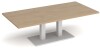 Dams Eros Rectangular Coffee Table with Flat White Rectangular Base & Twin Uprights 1600 x 800mm - Kendal Oak