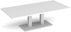 Dams Eros Rectangular Coffee Table with Flat White Rectangular Base & Twin Uprights 1600 x 800mm - White