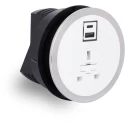 ABL Port El In Desk Module - 1 Mains Power, 1 Smart Charge