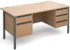 Dams Maestro 25 H-Frame Rectangular Desk with 4 Shallow & 1 Filing Drawer - 1600 x 800mm - Beech