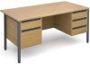Dams Maestro 25 H-Frame Rectangular Desk with 4 Shallow & 1 Filing Drawer - 1600 x 800mm - Oak