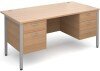 Dams Maestro 25 H-Frame Rectangular Desk with 4 Shallow & 1 Filing Drawer - 1600 x 800mm - Beech