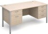Dams Maestro 25 H-Frame Rectangular Desk with 4 Shallow & 1 Filing Drawer - 1600 x 800mm - Maple