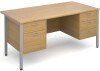 Dams Maestro 25 H-Frame Rectangular Desk with 4 Shallow & 1 Filing Drawer - 1600 x 800mm - Oak