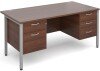 Dams Maestro 25 H-Frame Rectangular Desk with 4 Shallow & 1 Filing Drawer - 1600 x 800mm - Walnut