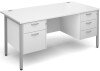 Dams Maestro 25 H-Frame Rectangular Desk with 4 Shallow & 1 Filing Drawer - 1600 x 800mm - White