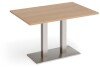 Dams Eros Rectangular Dining Table with Flat Brushed Steel Rectangular Base & Twin Uprights 1200 x 800mm - Beech