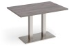 Dams Eros Rectangular Dining Table with Flat Brushed Steel Rectangular Base & Twin Uprights 1200 x 800mm - Grey Oak