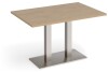 Dams Eros Rectangular Dining Table with Flat Brushed Steel Rectangular Base & Twin Uprights 1200 x 800mm - Kendal Oak