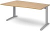 Dams TR10 Wave Desk with Cable Managed Legs - 1600 x 800-990mm - Oak