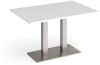 Dams Eros Rectangular Dining Table with Flat Brushed Steel Rectangular Base & Twin Uprights 1200 x 800mm - White