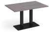 Dams Eros Rectangular Dining Table with Flat Black Rectangular Base & Twin Uprights 1200 x 800mm - Grey Oak