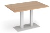 Dams Eros Rectangular Dining Table with Flat White Rectangular Base & Twin Uprights 1200 x 800mm - Beech