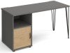 Dams Tikal Rectangular Desk with Hairpin Legs and 1 Door Support Pedestal - 1400mm x 600mm - Onyx Grey