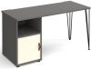 Dams Tikal Rectangular Desk with Hairpin Legs and 1 Door Support Pedestal - 1400mm x 600mm - Onyx Grey