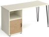 Dams Tikal Rectangular Desk with Hairpin Legs and 1 Door Support Pedestal - 1400mm x 600mm - White