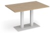 Dams Eros Rectangular Dining Table with Flat White Rectangular Base & Twin Uprights 1200 x 800mm - Kendal Oak