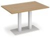 Dams Eros Rectangular Dining Table with Flat White Rectangular Base & Twin Uprights 1200 x 800mm - Oak