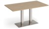 Dams Eros Rectangular Dining Table with Flat Brushed Steel Rectangular Base & Twin Uprights 1600 x 800mm - Kendal Oak